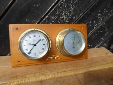 Marpro Brass Bulkhead Clock / Barometer set with R.N.Submarine Service Badge