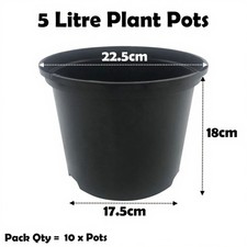 5 Litre Black Plant Pots