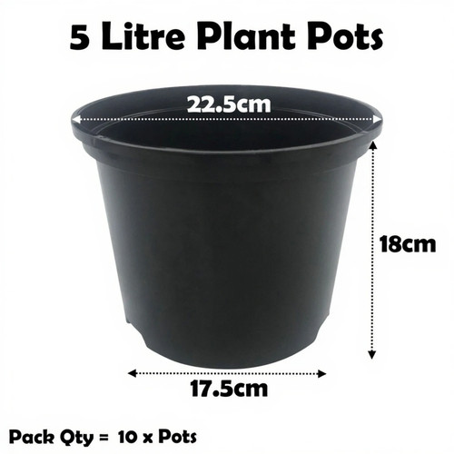 Litre black plant pots - 5,