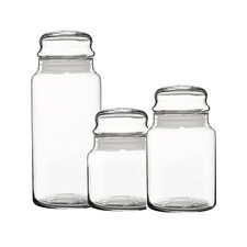 Glass Storage Jars 3pcs Airtight Containers Pasta Rice Tea Coffee Sugar Kitchen