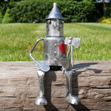 Metal Sitting Tin Man Vintage Garden Ornament Home Decorative Sculpture Gift