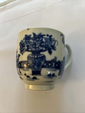 C18th First Period Worcester Porcelain Blue & White 'Bat' Pattern Coffee Cup