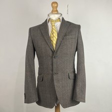 Ted Baker Tight Lines Blazer Jacket Men's 38R Brown Herringbone Country Sporting