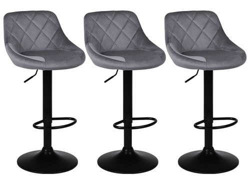 Grey velvet bar stools - 3,