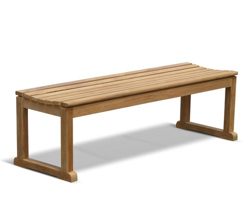 Teak backless garden bench - teak,