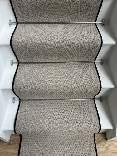 Cream herringbone stair - cream, runner