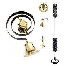 Victorian Butlers Bell Kit c/w Black Cast Iron Pull, Rope Brass Bell & Pulleys