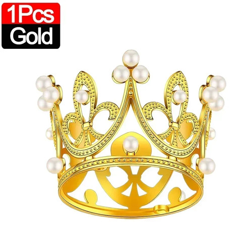 Mini crown cake topper gold - mini,