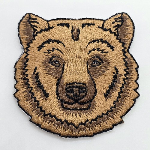 Brown bear embroidered patch - bear,