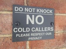 No Cold Callers Natural Slate Gate Wall Door Plaque Sign 13cm x 17cm Design 2
