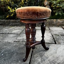 Antique Rosewood Adjustable Piano Stool by J. Fitter - Victorian Tripod Base