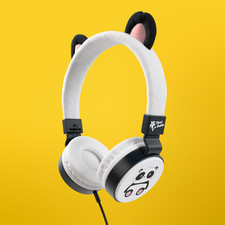 Planet Buddies Kids Headphones Foldable Wired On Ear  Cute Panda - White