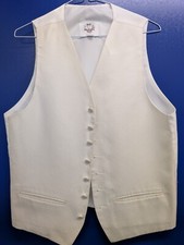 W8 Mens Boys Ivory Stripe Wedding Evening Formal Suit Waistcoat
