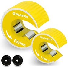 BLOSTM 2 x Copper Pipe Cutter Set - 15mm & 22mm Rotary Action Blades Clean Cuts
