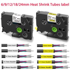 Label Tape Heat Shrink Tube Hse-231 621 for Brother P-Touch Label Maker,6mm-24mm
