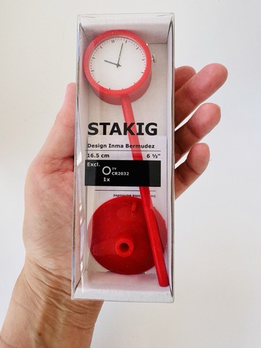 Ikea stakig red clock with - stakig,