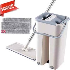 360° MAGICAL Mop and Bucket Set Multi-Functional Wash & Dry Flat Squeeze +2 Pads