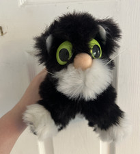 POSTMAN PAT JESS BLACK WHITE PLUSH  SOFT  TOY  CAT HAND PUPPET - HUGGABY  1989