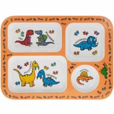 Little Stars Orange Dinosaur Children Section Tray Dinner Lunch Plate Melamine 