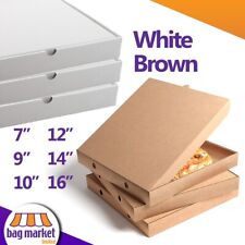 Takeaway Pizza Boxes in Kraft Brown or Plain White Strong Postal Box 7" - 16"