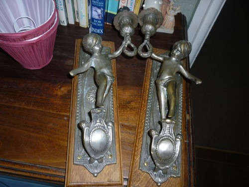 Two cherub antique wall lights - cherub,