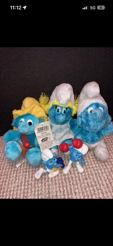 Vintage smurf plush toys - smurf,