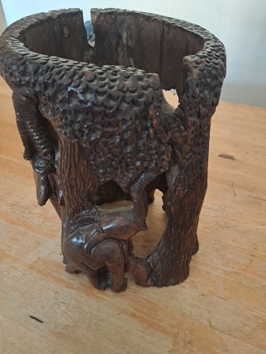 Hand carved wooden elephant - hand,