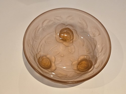 Art deco frosted pink glass - art,