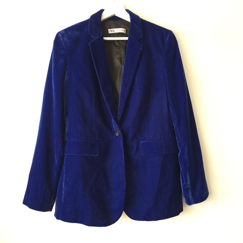 Zara ink blue velvet blazer - ink,