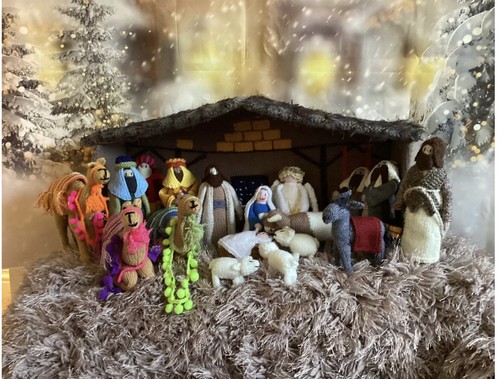 Hand knitted nativity - knitted,