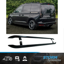 For Volkswagen Caddy 2021 On SWB Trapezoid Side Bars In Gloss Black By STX