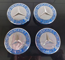 Set of 4 x Mercedes Centre Caps 75mm (Light Blue)