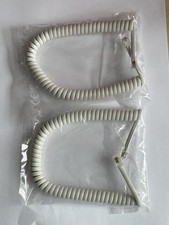 2 X Telephone Handset Curly Cord (30 cm of coiled cord) White - Brand New
