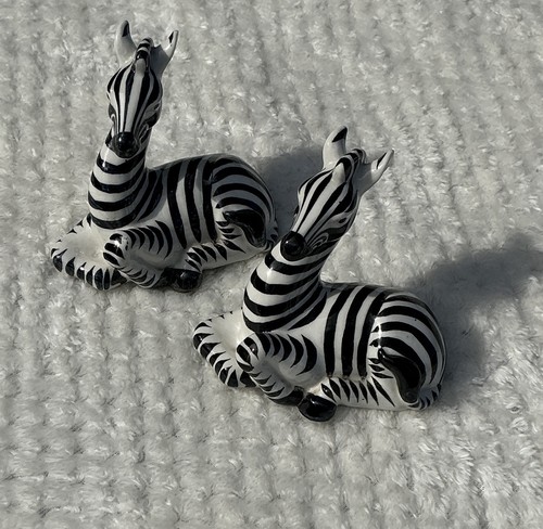 Pair zebras porcelain - -,