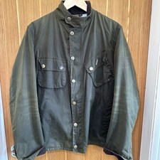 Mens rare Barbour Steve McQueen 9665 olive green wax jacket Medium