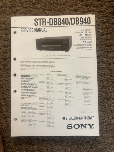 Sony str db840 db940 service - sony,