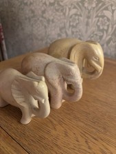 Soapstone Elephants X 3