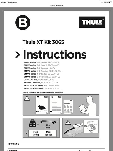 Thule 3065 fitting kit bmw - thule,