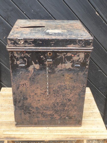 Antique voting ballot box tin - voting,