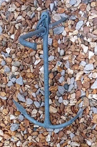 Vintage galvanised boat - boat, anchor