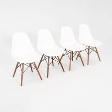 2021 Herman Miller Eames DSW Dining Side Chair in White w/ Walnut Base 12x Avail