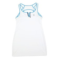 LACOSTE Womens White & Blue Sport Dress Polyester Blend Sleeveless Mini M Tennis