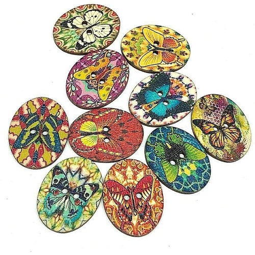 Oval wood egg butterfly - 15,