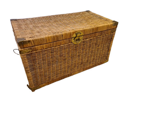 Vintage chest crate wicker - chest,