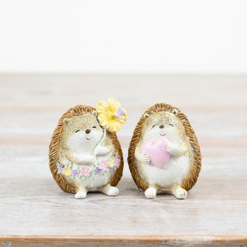 Hedgehog pair resin ornaments - pair,
