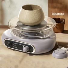 Pottery Wheel Machine DIY Clay Tool Set Foot Pedal Detachable Basin UK Adapter