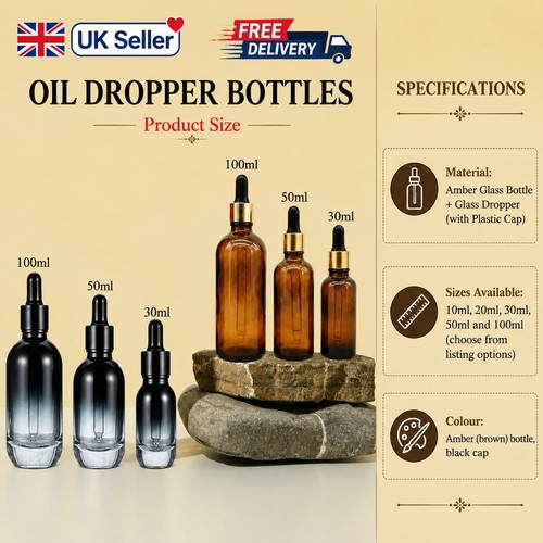 Amber glass dropper - amber, bottles