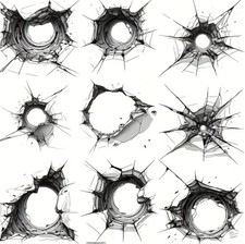 9x Glass Window Bullet Hole Vinyl Stickers  Car Motorbike Decals wall art prank