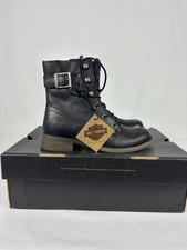 Harley Davidson Biker Boots Black Leather Uk3.5 Lace Up Brand New With Box