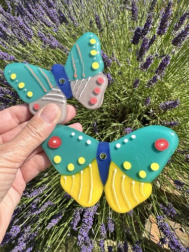 Two handmade fused glass - handmade,
